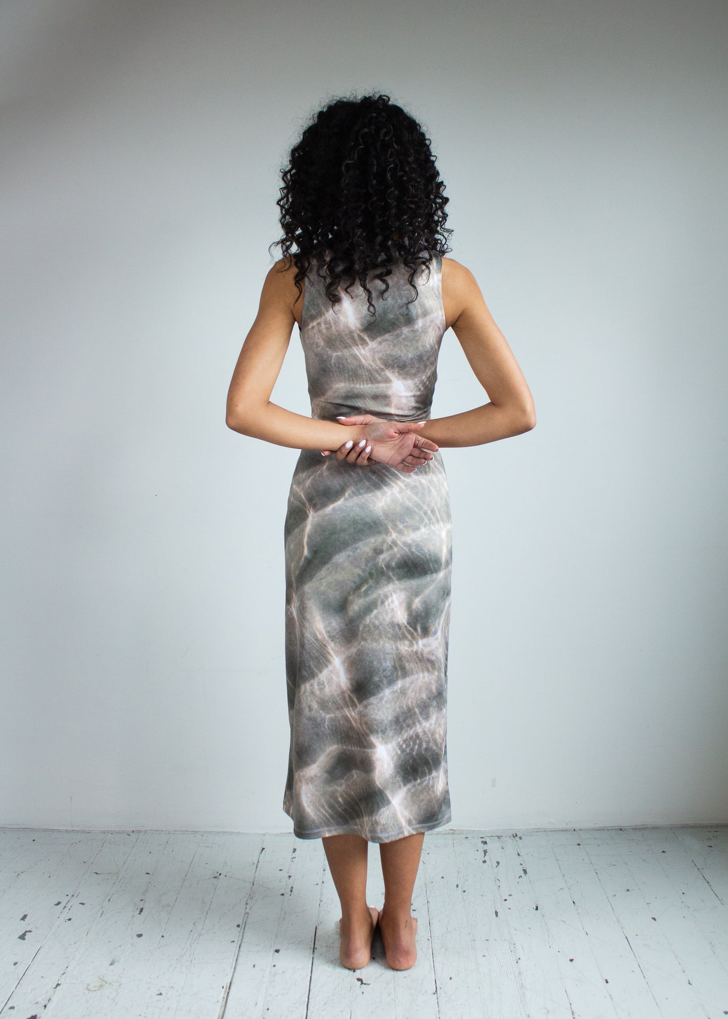 Waves High Neck Midi Dress