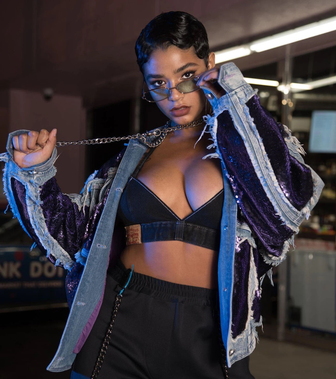 Black Vintage Reworked Bralette