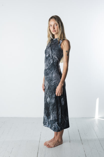 Stone High Neck Midi Dress