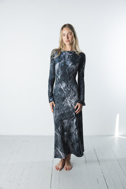 Stone Long Sleeve Midi Dress