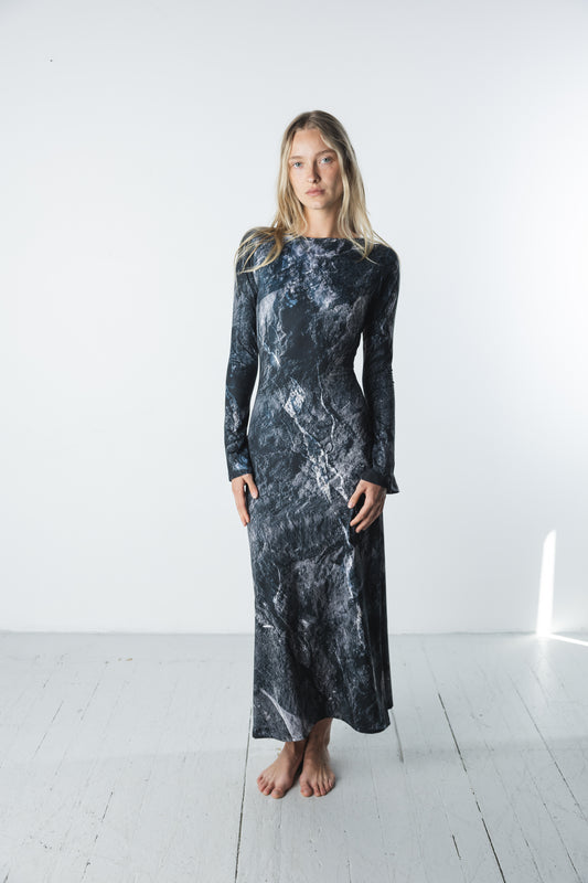 Stone Long Sleeve Midi Dress
