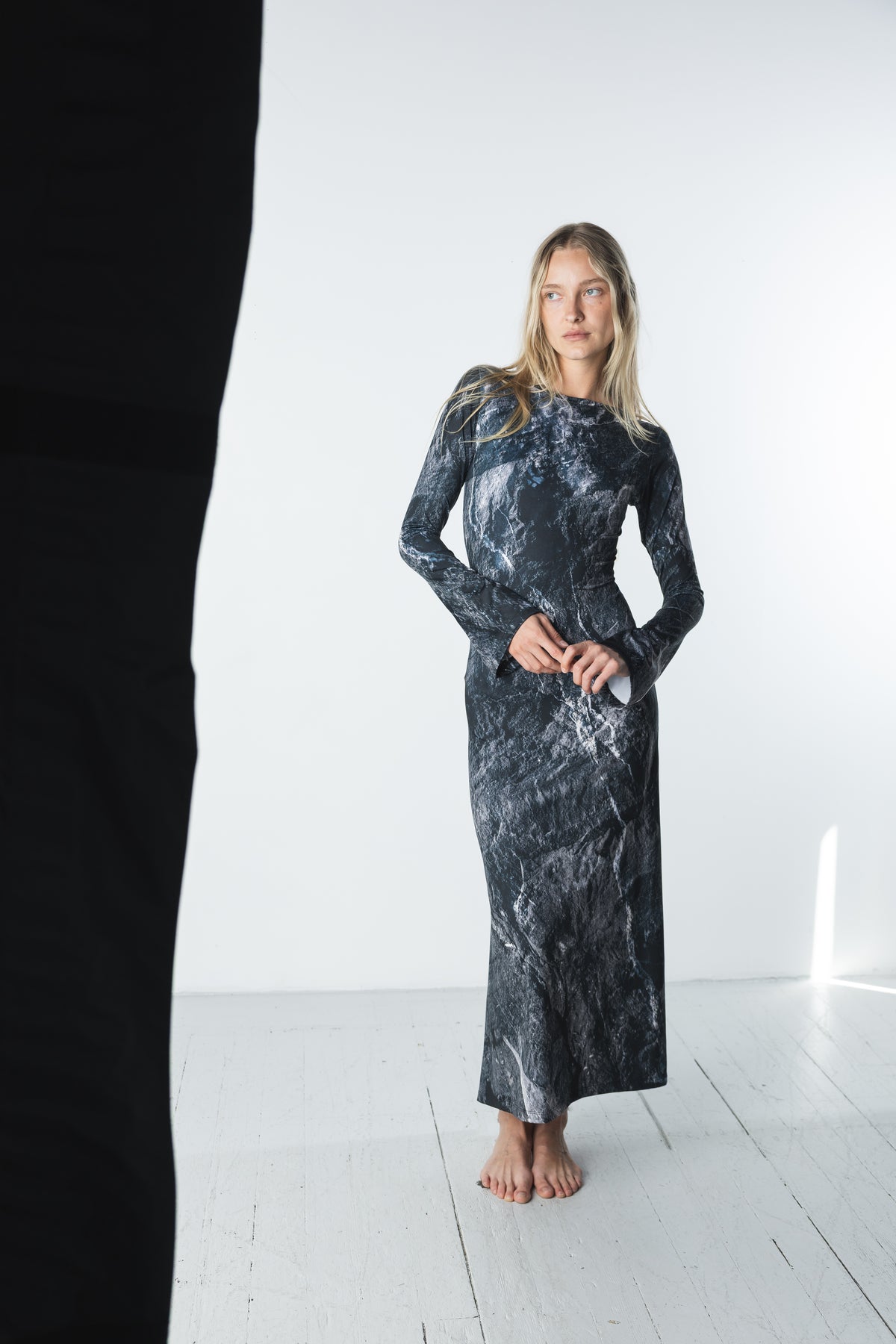Stone Long Sleeve Midi Dress