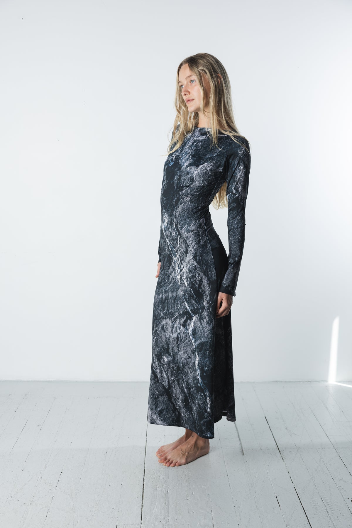 Stone Long Sleeve Midi Dress