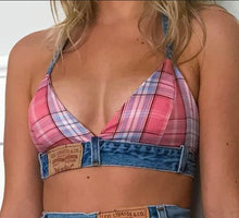 Load image into Gallery viewer, Reworked Plaid Bralette
