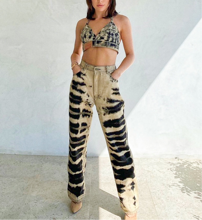 Black Tie Dye Denim Set